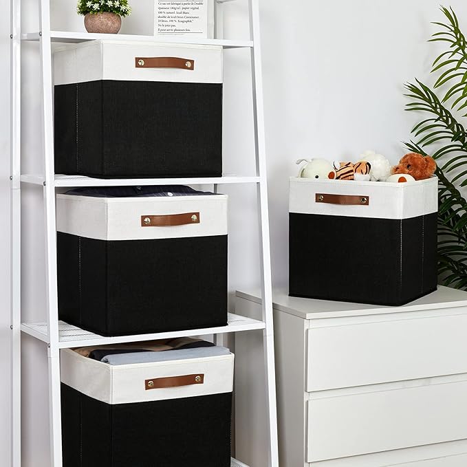 Temary Fabric Storage Bin 4 Pack Cube Storage Bin for Shelf Fabric Cube Storage Basket 13 Inch Cube Storage Bins Foldable Sto