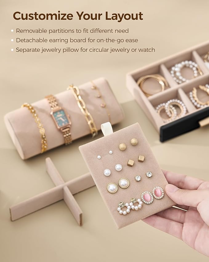Glimmloop 360° Rotating Jewelry Box with 7 Drawers, Spacious Vertical Jewelry Organizer with Glass Window, Jewelry Storage Ca