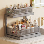1-Pack Under Sink Storage Organizer with 2-Tier Slide Out Drawer, Sophisticated Mesh Pull Out Shelf for Kitchen & Bathroom, F