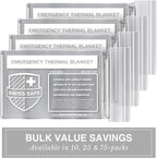 Swiss Safe Emergency Mylar Thermal Blankets + Bonus Space Blanket - Compact & Insulated for Cold Weather - Designed for NASA,
