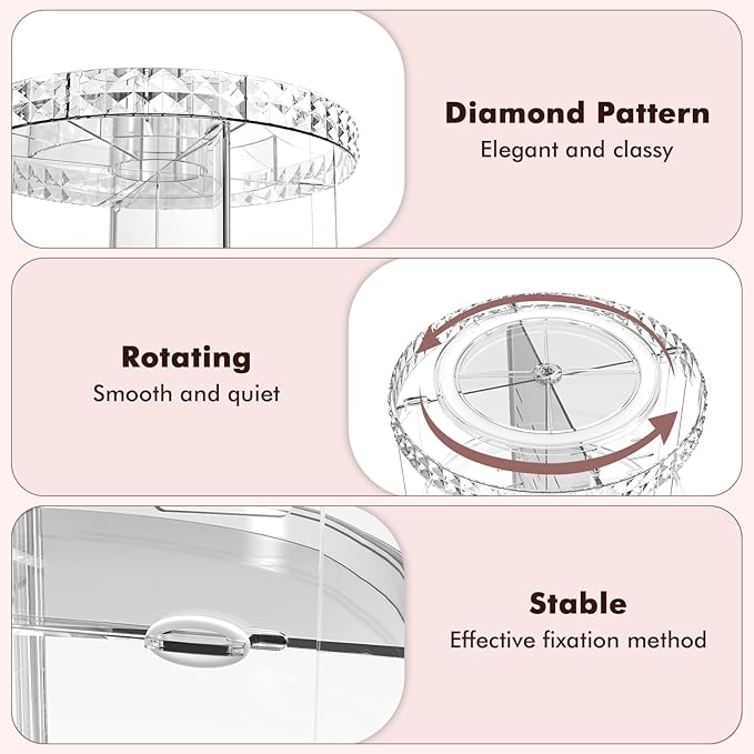 Rotating Makeup Organizer, 360° Spinning Skincare Organizers, Adjustable Layer Cosmetic Storage Lazy Susan Makeup Organizers 