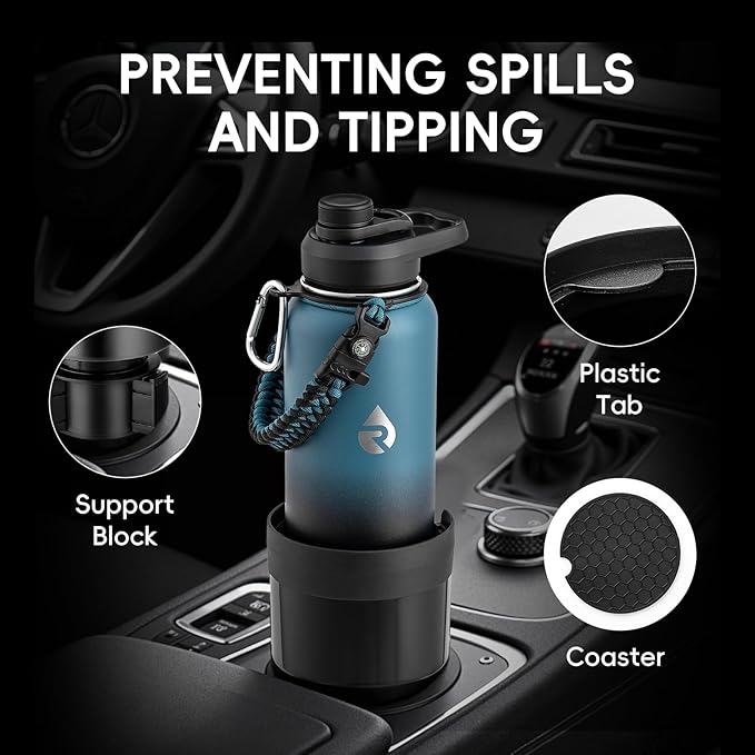 RAYMYLO Car Cup Holder Expander with Adjustable Base, Cup Holder Insert for Car Compatible with Most 32/40 Oz Water Bottles 1
