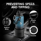 RAYMYLO Car Cup Holder Expander with Adjustable Base, Cup Holder Insert for Car Compatible with Most 32/40 Oz Water Bottles 1