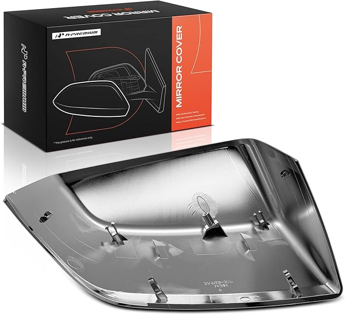A-Premium Driver Side Rearview Mirror Cover Cap - Compatible with Chevrolet Tahoe Suburban & GMC Yukon XL & Cadillac Escalade, 2021 2022 2023 2024 - Chrome, Without Turn Signal Hole