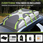 Sailnovo Car Roof Bag Rooftop Cargo Carrier 21 Cubic,Waterproof Cargo Roof Bag for Most Vehicles with/Without Roof Rack with Strap, Anti-Slip Mat,6 Door Hooks(Classic Gray-Green)