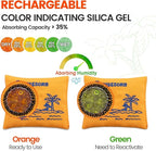 100gx10pcs Rechargeable Desiccant Packs for Storage, Reusable Dehumidifier Bags Visible Color Indicating Silica Gel Packets
