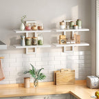 HOOBRO Floating Shelves, 15 Inch Wall Shelf Set of 2, Wall Mounted Storage Shelves 2-Tier, Hanging Bathroom Shelves, for Livi