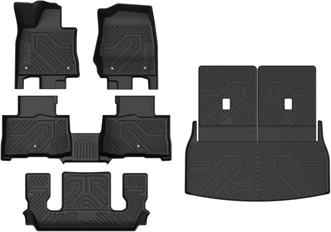 LASFIT Floor Mats&Trunk Mat&Backrest Mat For Lincoln Aviator 2020-2026 (Only Fit 6 seats seond row without center Console), TPE Aviator All Weather Floor Liners, 3 Rows&Cargo&Seatback for Aviator mats