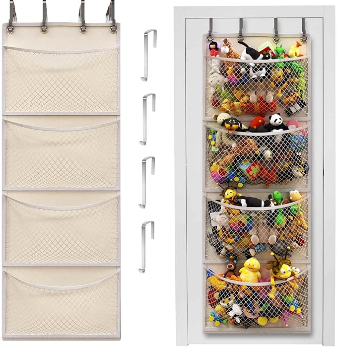 Honeyera The Original Storage for Stuffed Animals, Over Door Organizer for Stuffies, Baby Accessories, Toy Plush, Breathable 