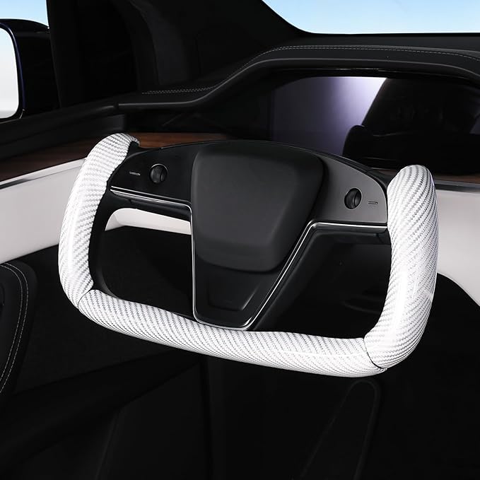 Steering Wheel Cover for Tesla Yoke Steering Wheel Cover Customzied for Tesla Model S 2021-Present/Model X 2021-Present Accessories,Anti-Slip,Comfortable Grip,Breathable,Bright White
