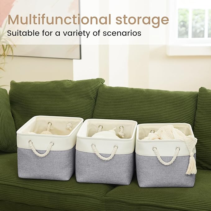 Large Storage Baskets- 15x11x10 inch Storage Bins for Shelves and Closet Organizing, Foldable Fabric Bin for Home Organizatio