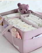 Lily Miles Baby Diaper Caddy Organizer, Wipeable Diaper Organizer Basket with 8 Pockets for Newborn Essentials, Baby Shower G