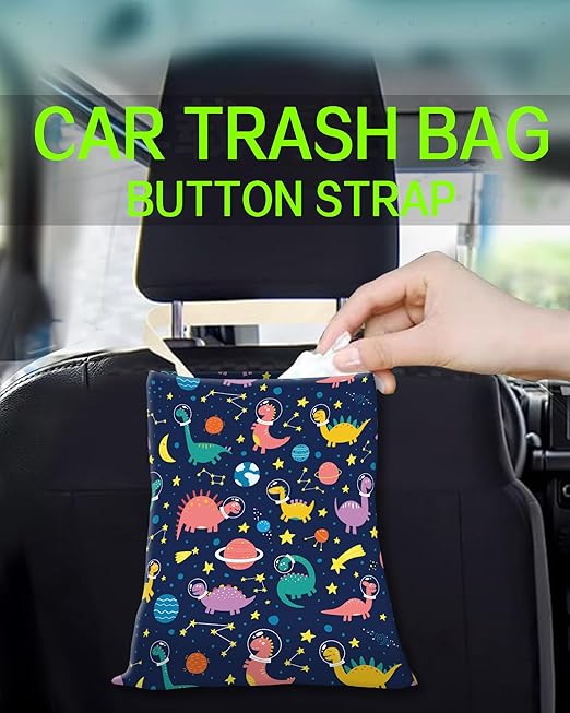 Car Trash Can, Durable Hanging Car Trash Garbage Bag, Cute Automotive Garbage Cans Organizer, Cute Colorful Dinosaur