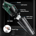 Minthouz Handheld Vacuum Cordless, Strong Suction Car Vacuum Cleaner with LED Light, Long Runtime Hand Vacuum Cordless Rechar