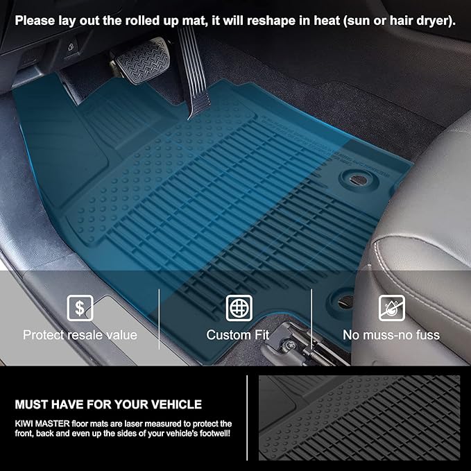 KIWI MASTER Floor Mats for 2020-2026 Toyota Highlander, OEM Replacement PT908-48200-20, Custom Fit All Weather Car Mats, Heavy Duty TPE Floor Liners, 1st & 2nd & 3rd 3 Row, Black
