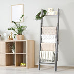 Honest Blanket Ladders for The Living Room, 6-Tier Blanket Holder, Wall-Leaning Blanket Rack, Ladder Shelves, Wooden Quilt La