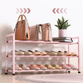 Bumusty 3-Tier Expandable Shoe Rack for Closet, 18“-33” Adjustable Shoe Rack for Small Space, Small Shoe Organizer for Front 