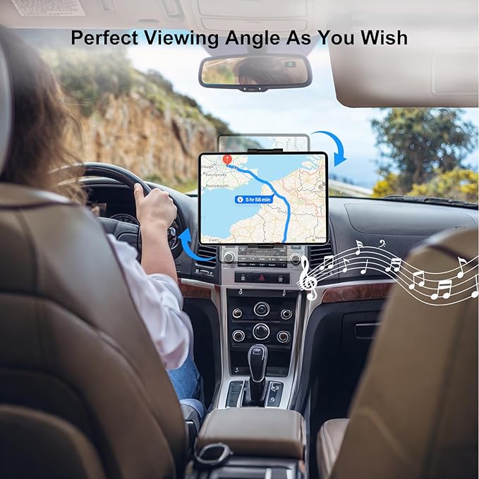 PLDHPRO CD Slot Tablet Car Mount for 5.1-15.6'' Devices, Universal iPad Holder for Car, Adjustable CD Player Phone Mount Compatible with iPhone, iPad, Galaxy Tab, Samsung Z fold, Navigation Gadget