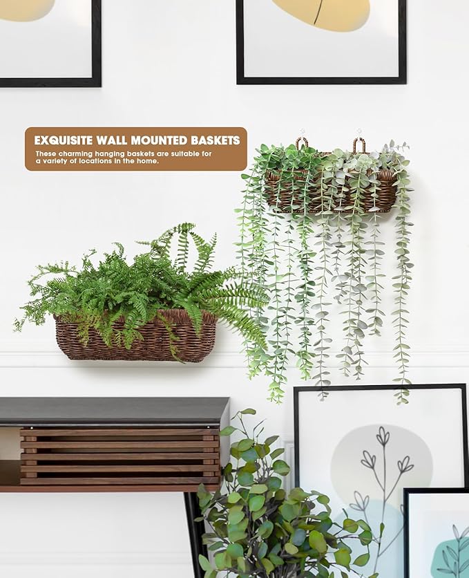 AceList Wall Hanging Basket, Boho Style Hand-Woven Hanging Storage Baskets - Set of 2, Ideal for Boho Room Decor, Kitchen, Ga