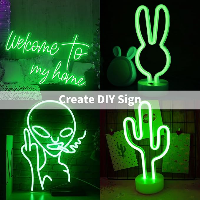 iNextStation 12V Green LED Strip Lights 16.4FT, Flexible Silicone Neon Rope Light, Waterproof, Cuttable, Dimmable & Linkable, for Cabinet, Ceiling, Wall, Bedroom, Kitchen, Garage (No Adapter)