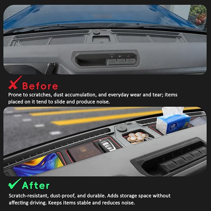 auovo Dash Cover Tray Compatible with Ford Bronco Accessories 2024 2025 2026 Bronco Anti-Slip Silicone Car Dashboard Compartm