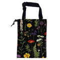 Car Garbage Bag Colorful Flowers and Green Fern Hanging Canvas Car Trash Bag Drawstring Car Back Seat Organizer for Car Back Front Seat Console with Adjustable Buckle