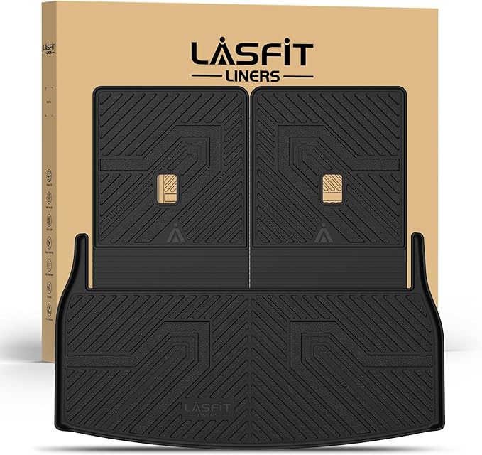 LASFIT Trunk Mat & Backrest Mats for Lincoln Aviator 2026 2025 2024 2023 2022 2021 2020, All Weather TPE Custom Fit Cargo Liner for Aviator Cargo Mat 2020-2026, Black, Easy to Clean