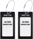Luggage Tags Metal Suitcase Tags Travel Bag ID Identifier Luggage Tag (Black 2-Pack)