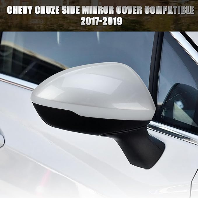 Right Passenger Side Mirror Cover Caps Compatible with Chevrolet Chevy Cruze 2017 2018 2019 Replacement Rear view Mirrors Trim (Silver)