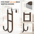 FYY Over The Door Hooks - 2 Pack Heavy Duty Dual-Hook Organizer Hanger with Non-Slip Rubber for Towels, Clothes, Hats & Bags 