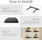 BGMG Wood Floating Shelves 12 inch,Black Floating Shelves,Solid Wood Wall Shelves for Bathroom Living Room Bedroom Kitchen Fa