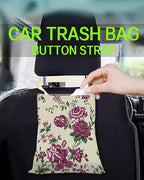 Car Trash Can, Durable Hanging Car Trash Garbage Bag, Cute Automotive Garbage Cans Organizer, Vintage Rose Floral