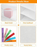 punemi Weekly Clothes Organizer for Kids, 6-Shelf Hanging Closet Storage with Side Pockets, Days of The Week Design, 11.8" x 