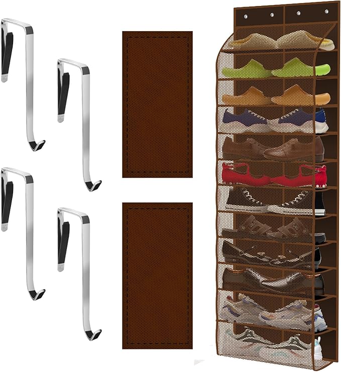 Kotkn Over The Door Shoe Organizer with 12 Large Breathable Pockets - Durable Hanging Storage for the Entire Family's Shoes (
