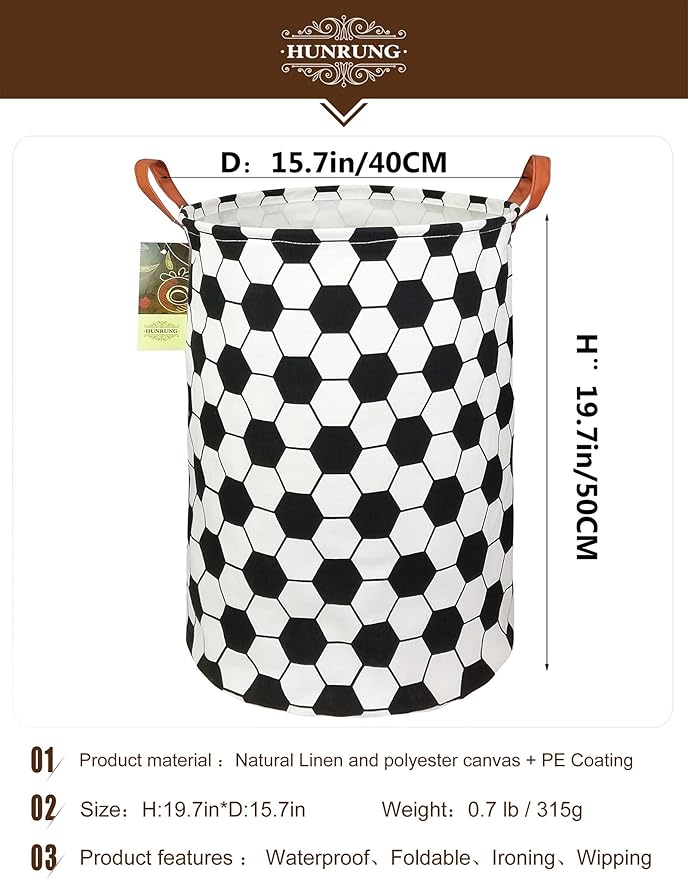 HUNRUNG Laundry Hamper,Large Canvas Fabric Lightweight Storage Basket Toy Organizer Dirty Clothes Collapsible Waterproof for 