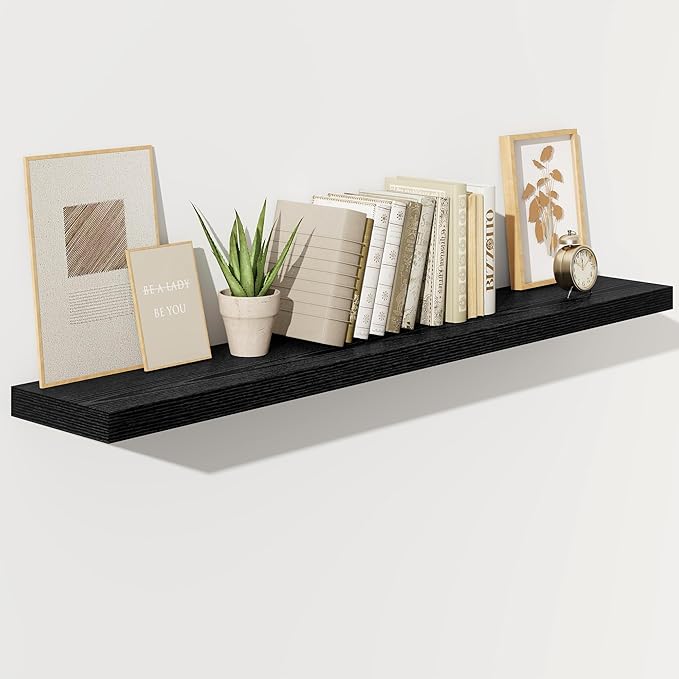 Fun Memories 55 Inch Floating Shelves for Wall, Fireplace Mantel Shelf with Invisible Heavy Duty Bracket, 8 Inch Deep Storage