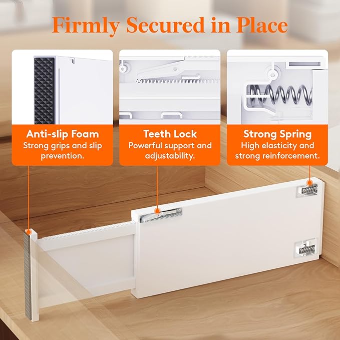 Lifewit 16 Pack 5" High Drawer Dividers 34-56cm/13.5-22" Adjustable Drawer Organizer for Clothes/Utensils, Expandable Drawer 