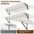 8" Deep Floating Shelves for Wall,16 inch Wood Wall Shelves Set of 2,Wide Floating Bookshelf with Sturdy Metal Brackets,Hangi