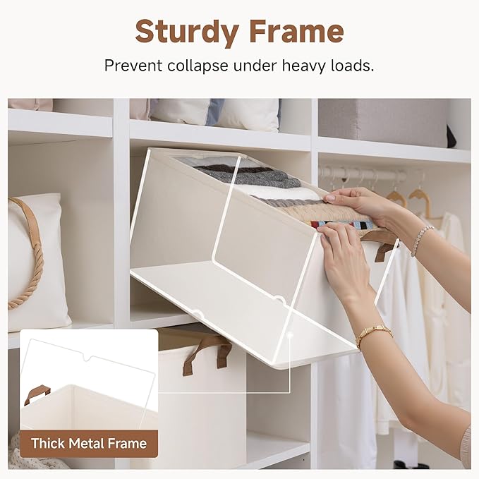 StorageWorks Fabric Storage Bins, Extra Large Storage Baskets for Shelves, Closet Organizers and Storage Bins with Metal Fram