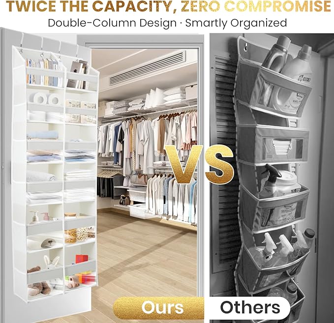 HOMELUX THEORY UPGRADED 6 Tiers Over The Door Organizer Hanging - 100D EXTRA THICK & 50lbs HUGE CAPACITY, 12 Side Mesh Pocket