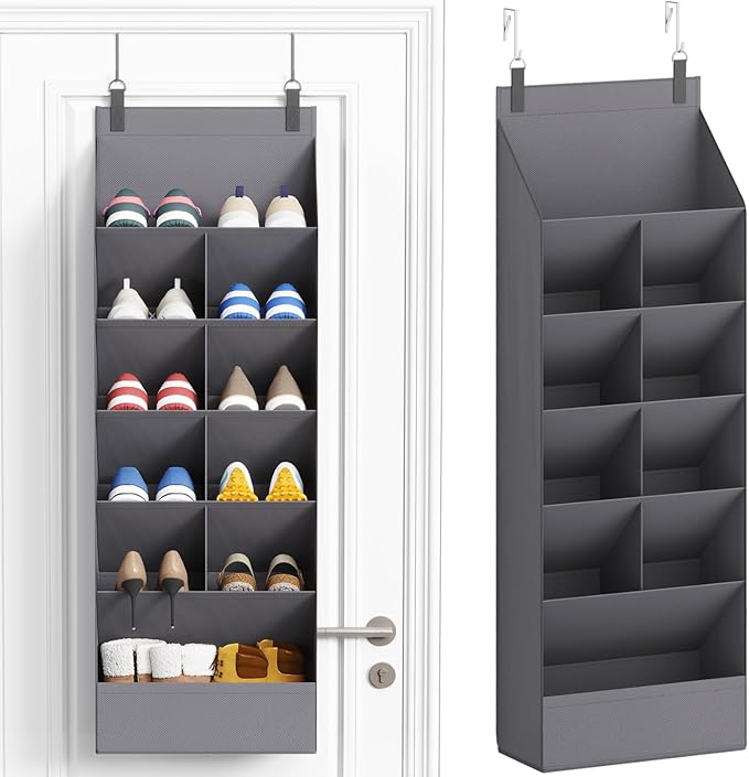 Lifewit 6 Tier Over the Door Shoe Organizer with 11 Large Deep Pockets, Fabric Hanging Shoes Shelf for Closet, Dorm Storage, 