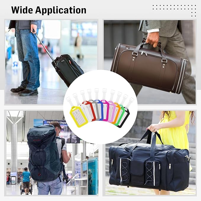 200 Pcs Luggage Tags, 3.3×2" Plastic Luggage Tags with Name ID Card Inserts & Lanyards, Personalized Luggage Labels, Airplane