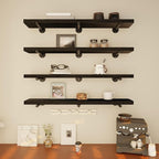 Industrial Pipe Wall Wood Shelves,Real Wooden Shelves 48" Modern Floating Shevles for Wall Bookshelf Shelving Units for Rusti