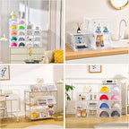 4 Pack Hat Organizer for Baseball Caps,Large Clear Cap Organizer with Drawer,Hats Holder Box for Closet with Sliding Tray,Sta