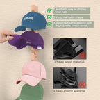 Solid Wood Hat Rack for Wall (2 Pack) - 20 Baseball Cap Organizer - Premium Beech Hat Holder & Vertical Display - Heavy Duty 