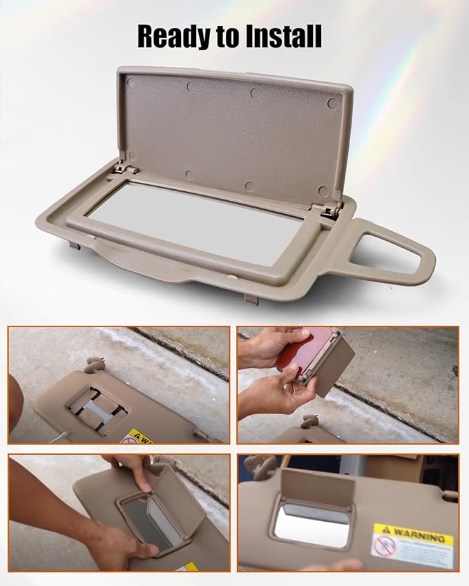 Sun Visor Vanity Mirror Cover Fit for Mercedes-Benz GLE GLC C E S Class 2012-2020 Replace A1668100110 A1668100210 A2058107104, Left Front Makeup Mirror Cap, Beige