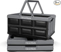 CleverMade Collapsible Shopping Basket 32L, 3 Pack – Folding Grocery Basket with Handles, Stackable Reusable Storage Crate wi