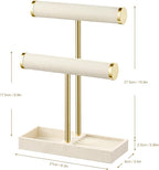 bussdis 2 Tier Bracelet Holder Display - Detachable T Bar Beige Velvet Bracelet Holder, Jewelry Holder Organizer for Bracelet