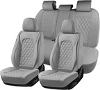 Coverado Full Set Car Seat Covers, Luxury Faux Leather Waterproof Seat Covers, Gray Car Seat Protectors, Universal Fit, Leath