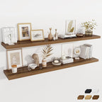 Fun Memories Walnut Deep Floating Shelves, 72 x 12 Inch Long Wall Shelves, Large Display Shelf & Storage Shelf, Wood Floating